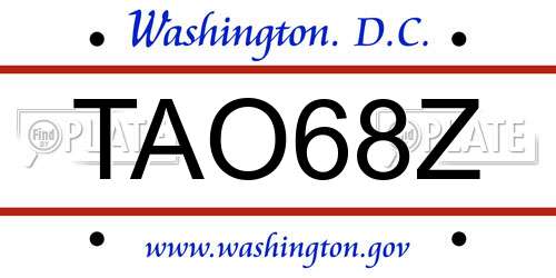 TAO68Z District Of Columbia License Plate