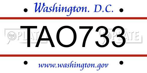TAO733 District Of Columbia License Plate