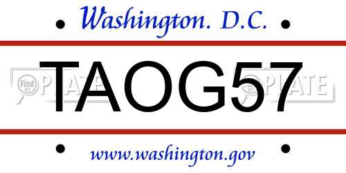 TAOG57 District Of Columbia License Plate