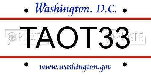 TAOT33 District Of Columbia License Plate