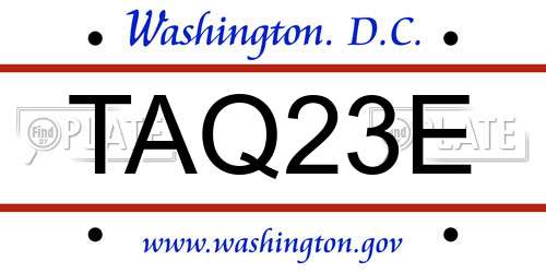 TAQ23E District Of Columbia License Plate
