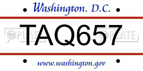 TAQ657 District Of Columbia License Plate