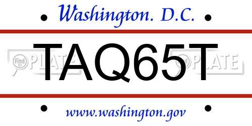 TAQ65T District Of Columbia License Plate