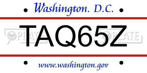 TAQ65Z District Of Columbia License Plate