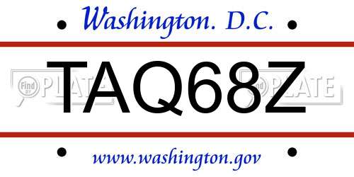 TAQ68Z District Of Columbia License Plate