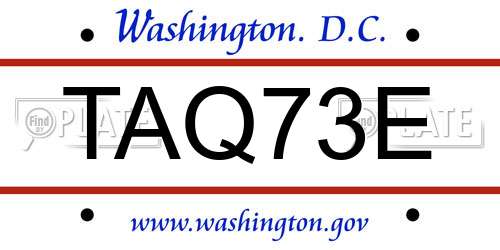 TAQ73E District Of Columbia License Plate