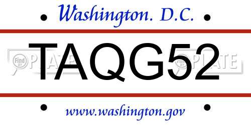 TAQG52 District Of Columbia License Plate