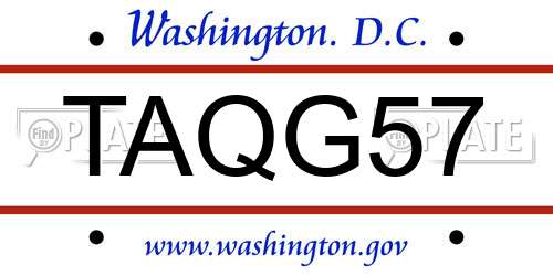 TAQG57 District Of Columbia License Plate