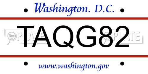 TAQG82 District Of Columbia License Plate
