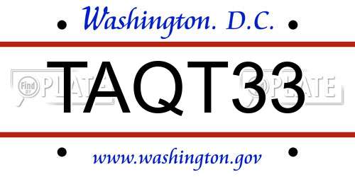 TAQT33 District Of Columbia License Plate