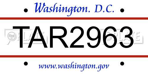 TAR2963 District Of Columbia License Plate