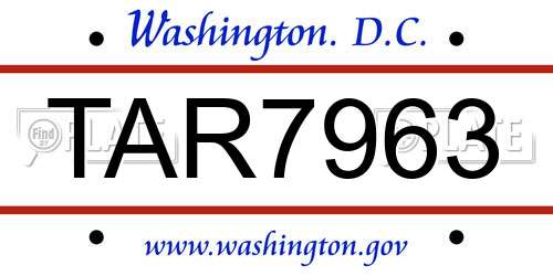 TAR7963 District Of Columbia License Plate