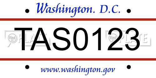 TAS0123 District Of Columbia License Plate