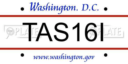 TAS16I District Of Columbia License Plate