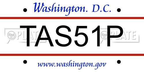 TAS51P District Of Columbia License Plate