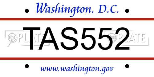 TAS552 District Of Columbia License Plate