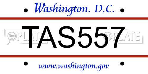 TAS557 District Of Columbia License Plate