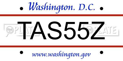 TAS55Z District Of Columbia License Plate