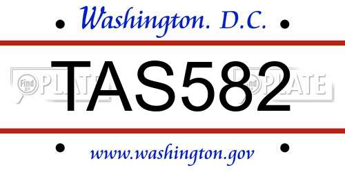 TAS582 District Of Columbia License Plate