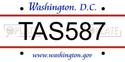 TAS587 District Of Columbia License Plate