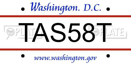 TAS58T District Of Columbia License Plate