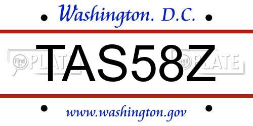 TAS58Z District Of Columbia License Plate