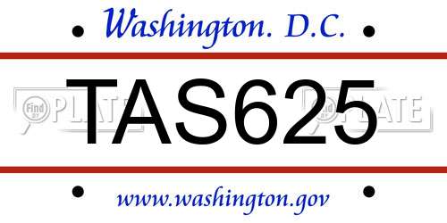 TAS625 District Of Columbia License Plate