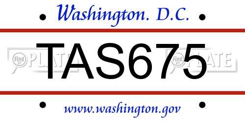 TAS675 District Of Columbia License Plate