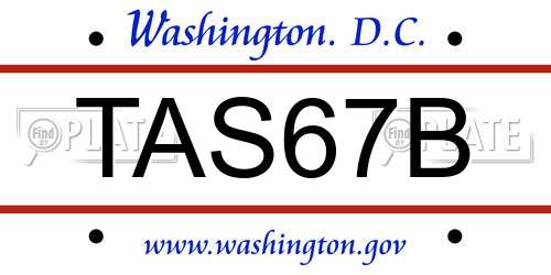 TAS67B District Of Columbia License Plate
