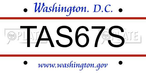TAS67S District Of Columbia License Plate