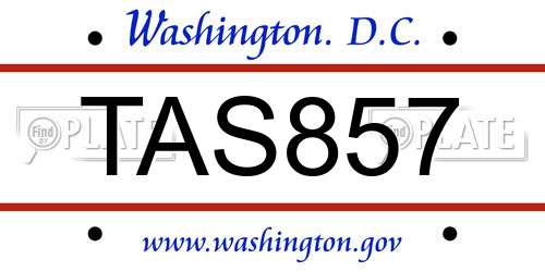 TAS857 District Of Columbia License Plate