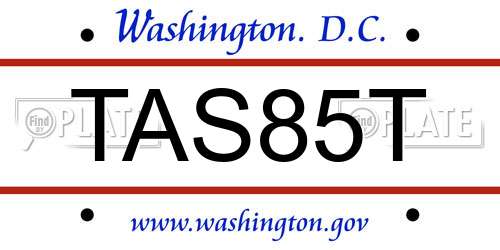TAS85T District Of Columbia License Plate