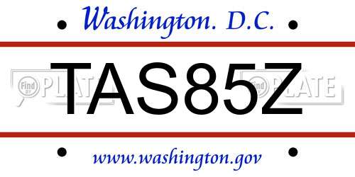 TAS85Z District Of Columbia License Plate