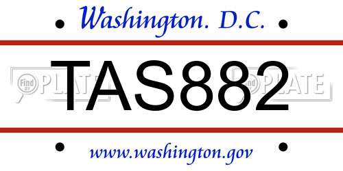 TAS882 District Of Columbia License Plate