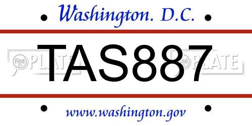 TAS887 District Of Columbia License Plate