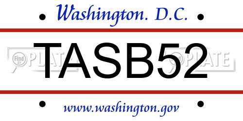 TASB52 District Of Columbia License Plate