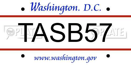 TASB57 District Of Columbia License Plate