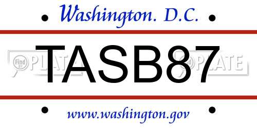 TASB87 District Of Columbia License Plate