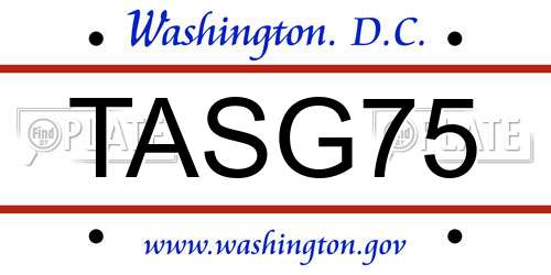 TASG75 District Of Columbia License Plate
