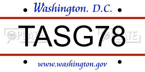 TASG78 District Of Columbia License Plate