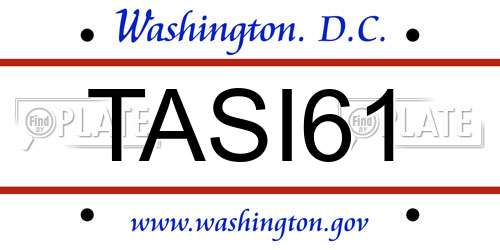 TASI61 District Of Columbia License Plate