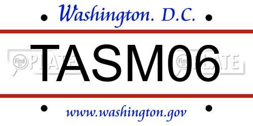 TASM06 District Of Columbia License Plate