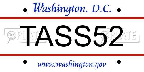 TASS52 District Of Columbia License Plate