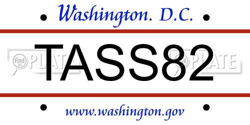 TASS82 District Of Columbia License Plate