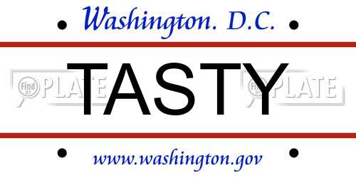 TASTY District Of Columbia License Plate