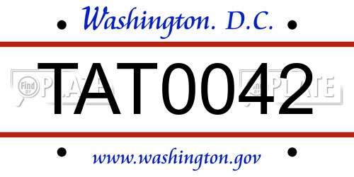 TAT0042 District Of Columbia License Plate