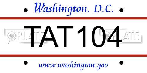 TAT104 District Of Columbia License Plate