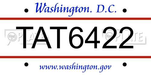 TAT6422 District Of Columbia License Plate