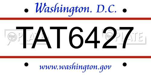 TAT6427 District Of Columbia License Plate