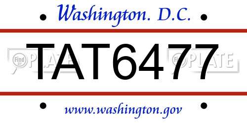 TAT6477 District Of Columbia License Plate